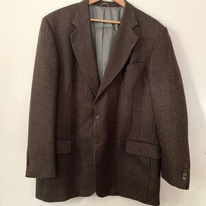 Vintage Oak Creek Men’s Tweed Wool Blazer Sport Coat 46 L Houndstooth Academia